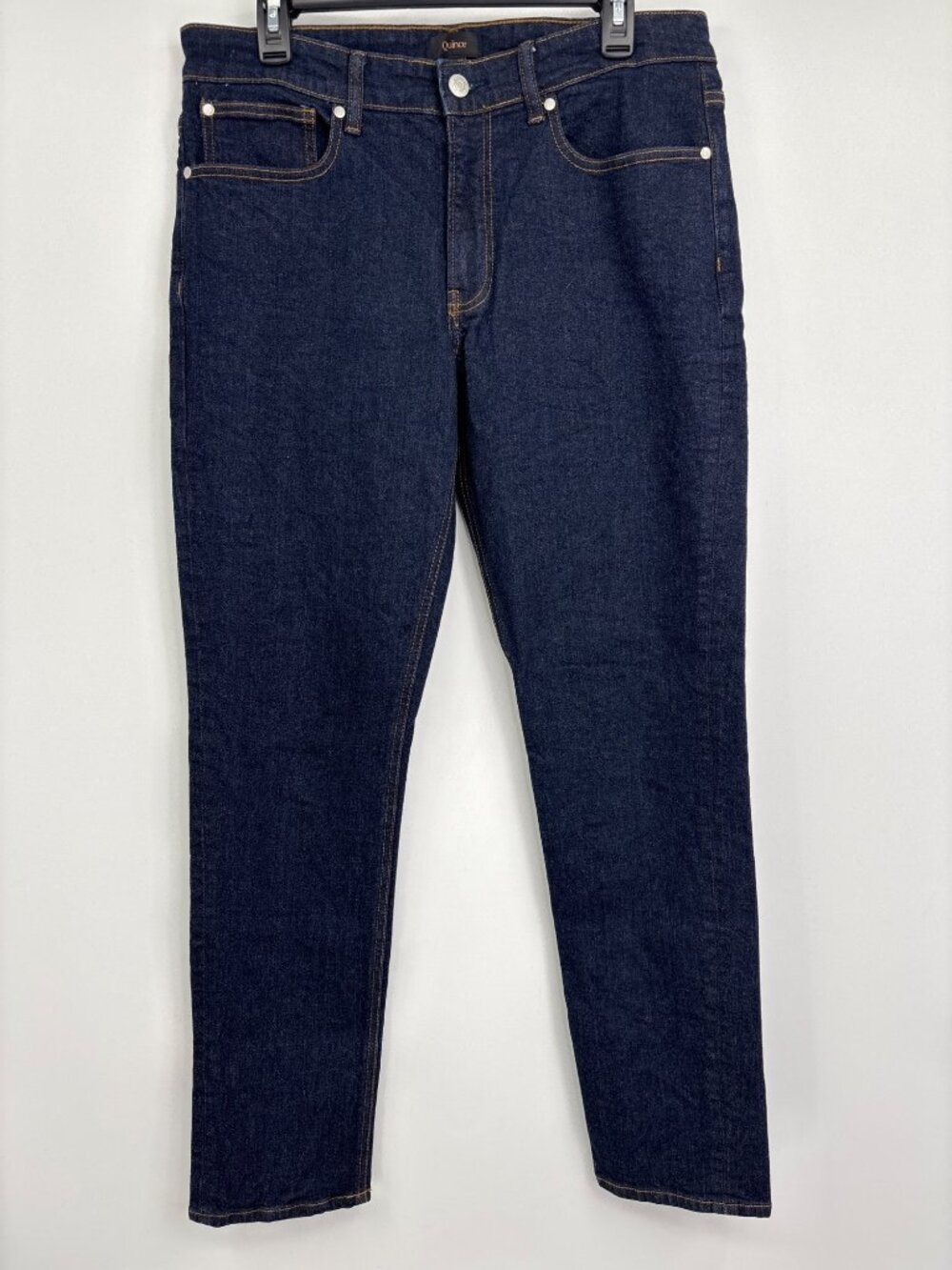 Quince Mens Warren Stretch Slim Straight Leg Jean Clean Rinse Dark Wash 32x32